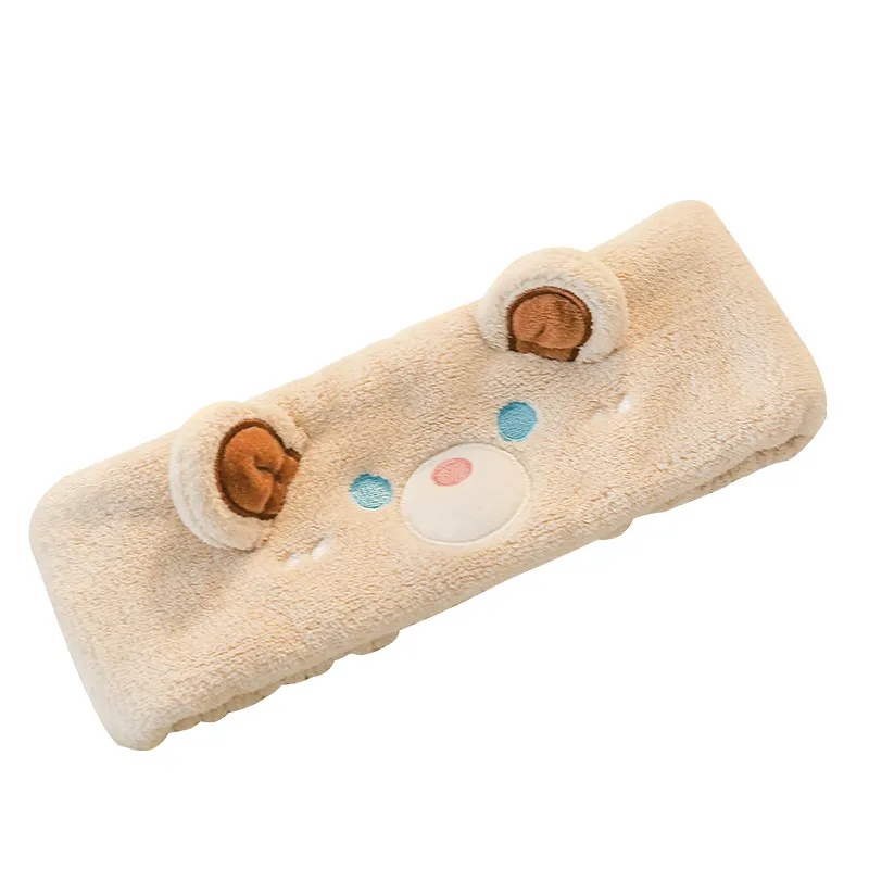 Japanese Korean Style Cute Plush Bear Wide Spa Headband for Women – Trendy Face Washing Hair Hoop, Fluffy Cartoon Headwrap, Soft Non-Slip Beauty Headband with Bow, Instagram-Worthy Hair Accessory